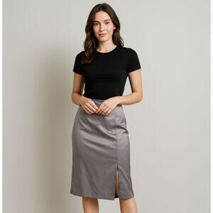 Zara Satiny Pewter Pencil Skirt Sz 4